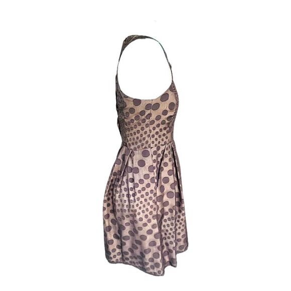 ANTHROPOLOGIE HUNTER DIXON Fit & Flare Sheer Polka Dot Nude Black Dress Sz 2 - Picture 4 of 6